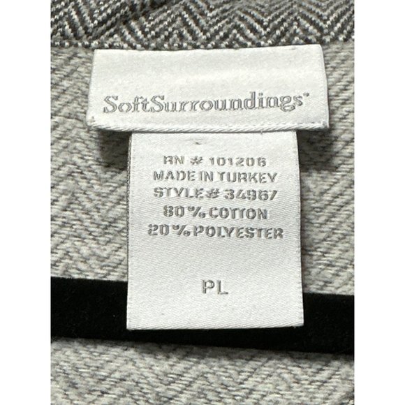 Soft Surroundings size Petite Large gray herringbone print cotton blend shacket - Picture 4 of 6